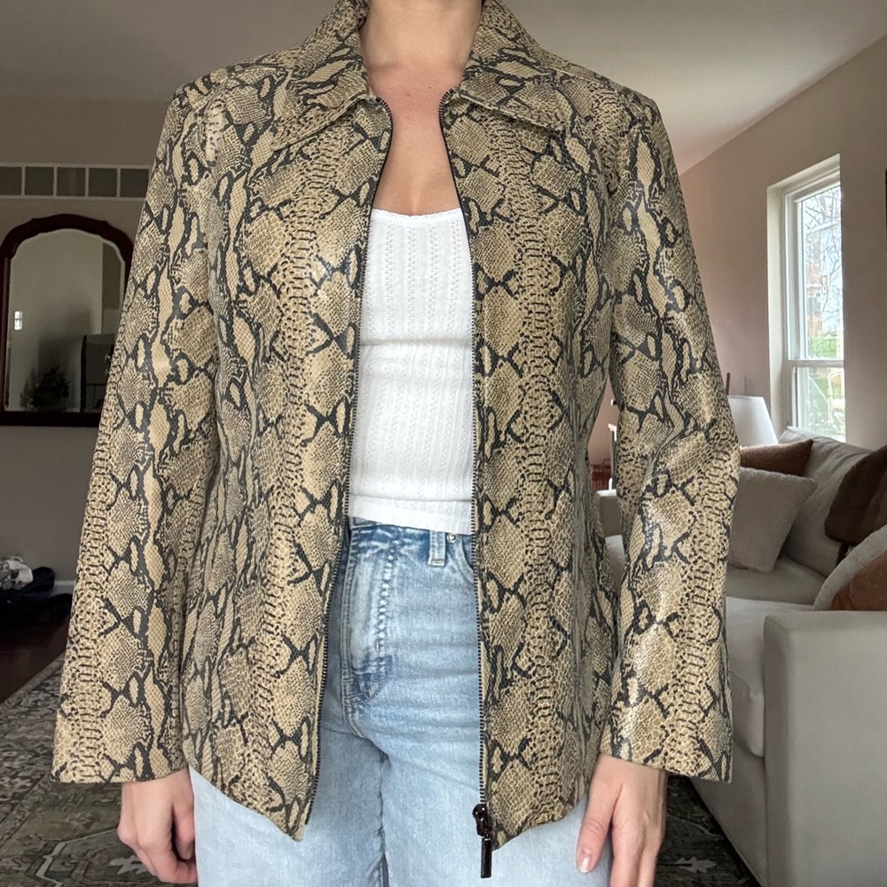 Jacqueline Ferrar Snake-Print leather jacket